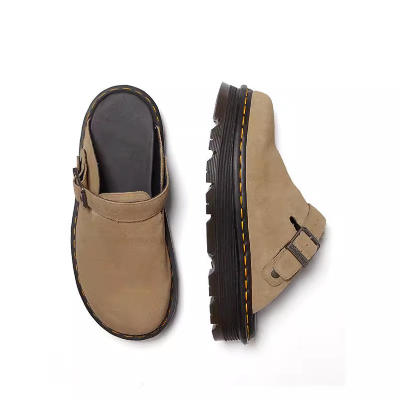 Fashion Thick-Sole Slide Sandals -Suede Slip-On Women Mules