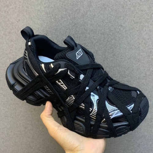 Strap Chunky Women Sneakers Flat Breathable Distressed Running Shoes