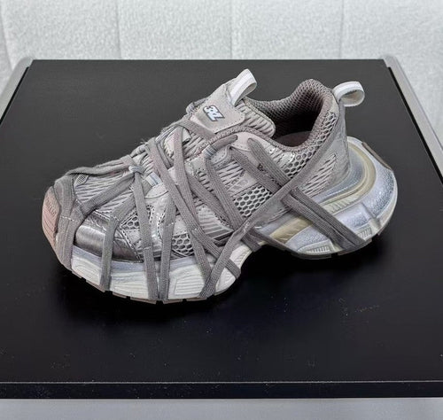 Strap Chunky Women Sneakers Flat Breathable Distressed Running Shoes